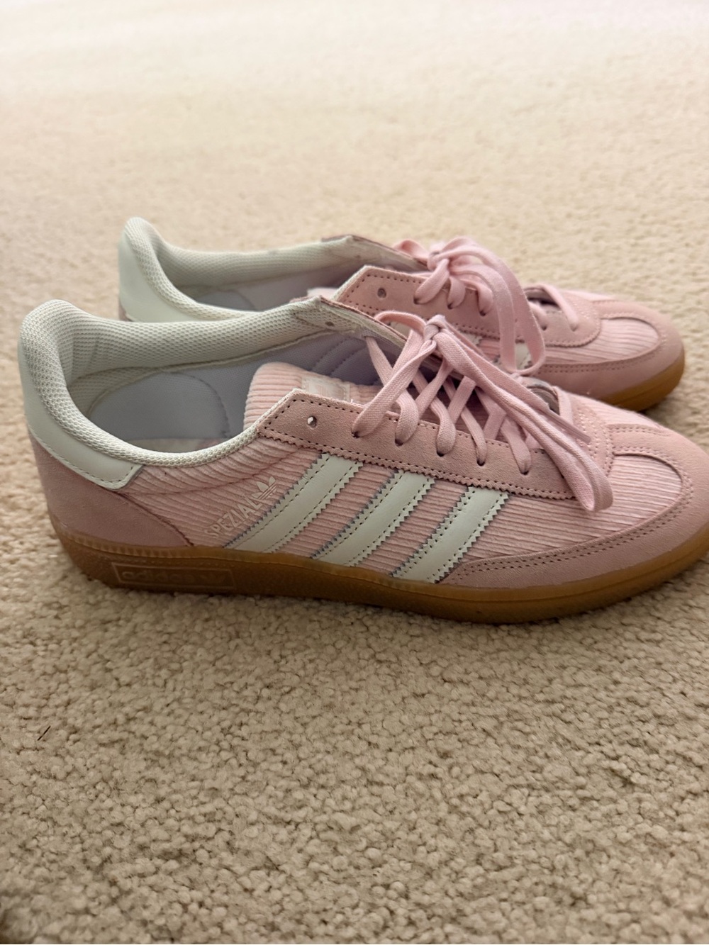 adidas special corduroy Pink and White Low-Top Sneakers with Gum Sole